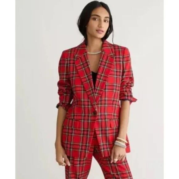 J. Crew Willa Blazer Good Tidings Red Plaid Wool Jacket Prep Classic Academia 2P